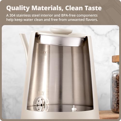 Greater Goods Electric Gooseneck Kettle, 1200W Stainless Steel with Precision Temperature Control, Fast Boil, BPA-Free, Ideal for Pour Over Coffee and Tea, 0.8L (Birch) - color: Birch