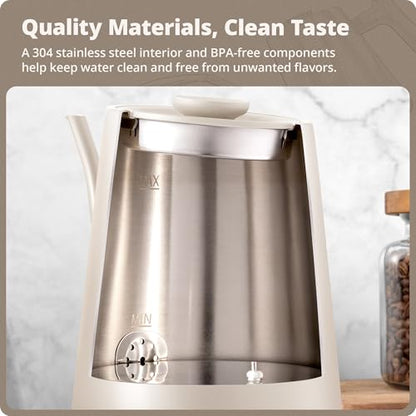 Greater Goods Electric Gooseneck Kettle, 1200W Stainless Steel with Precision Temperature Control, Fast Boil, BPA-Free, Ideal for Pour Over Coffee and Tea, 0.8L (Birch) - color: Birch