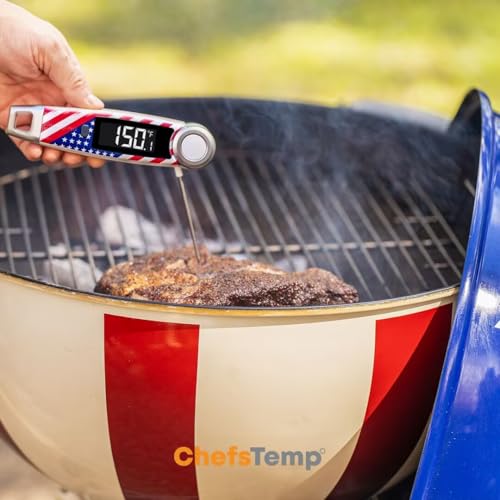 Finaltouch X10 Instant Read Digital Meat Thermometer NSF Certified Waterproof Professional for Cooking Grilling BBQ Baking Candy Oil with Rotating Probe and Backlit Display (Patriotic Limited Edition) - color: Patriotic Limited Edition