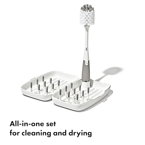 OXO Tot Travel Size Drying Rack with Bottle Brush- Gray - color: Gray