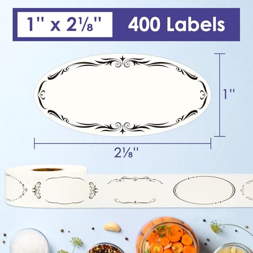 DGBDPACK 400 Dissolvable Canning Labels for Mason Jars, Small Pantry Labels 1 x 2⅛ inch, Water-Soluble Stickers-8 Designs