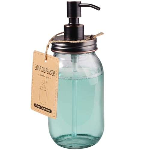 Amolliar Quart Size Mason Jar Liquid Soap Dispenser, 32OZ Glass Pump Bottle Rustproof Stainless Steel Pump Lid Lotion Dispenser, Regular Mouth Dish Soap Dispenser for Kitchen, Hand Soap, ORB 1 Pack - color: Orb, size: 1 Pack
