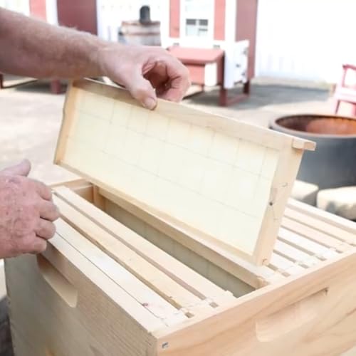 Lehman's Stoney Acres Beekeeping Beehive Box, 10 Frame Medium Assembled Super or Brood Honeybee Hive Box with Plastic Foundation Frames, Amish Made