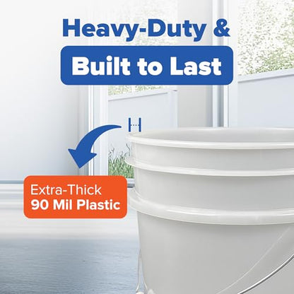 ePackageSupply 5 Gallon Plastic Bucket with Airtight Lid | Food Grade Bucket | BPA-Free | Heavy Duty 90 Mil All Purpose Pail | One 12" Rubber Mallet & One Lid Opener Included | 6 Pack - color: Translucent, size: 6 Packs
