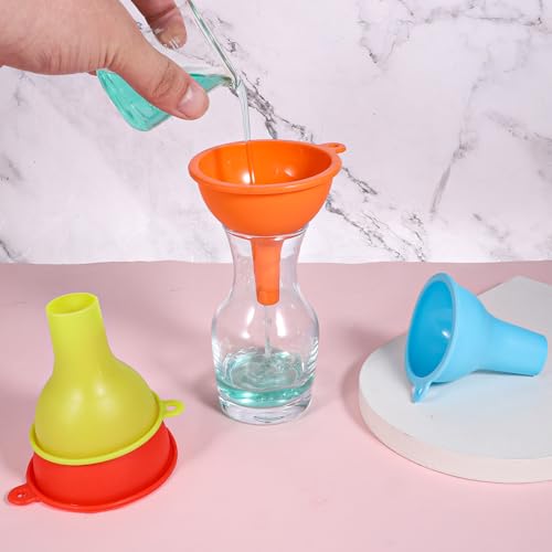 4 PCS Kitchen Silicone Funnel, 4 Colors Kitchen Funnel Set Wide Mouth Funnels for Filling Bottles Small Canning Funnels for Daily Cooking and Water Liquid Oil or Powder Transfer