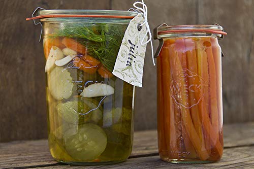 Weck Canning Jars 743 - Weck Mold Jar made of Transparent Glass - Eco-Friendly - Food Storage Container with Lid Airtight - 3/4 Liter Tall 1 Jar with Lid and Rubber Gasket