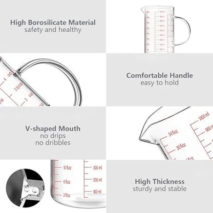 WhiteRhino Glass Measuring Cup,4Cup/1000ml/32oz Liquid Measuring Cups, Measuring Cup With Handle and V-Shaped Spout, Glass Beaker with Three Scales (OZ, Cup, ML), Dishwasher/Freezer/Microwave Safe - color: 4 Cup / 1000ml / 32oz - Glass