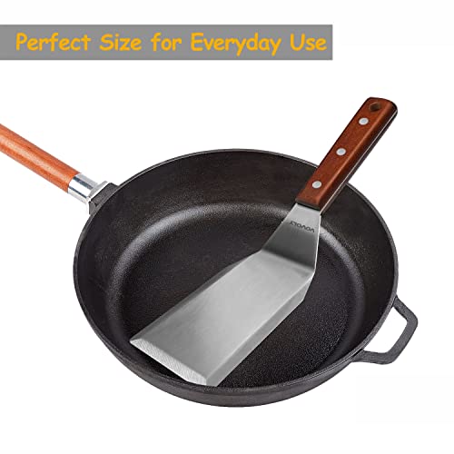 Professional Metal Spatula for Cast Iron Skillets and Flat Top Grills, Full Tang Wooden Handle, Thick Stainless Steel Blade, Smash Burger Spatula Turner for Flipper, Cooking, BBQ, 4.7 x 2.7 Inch - size: 3" x 5"