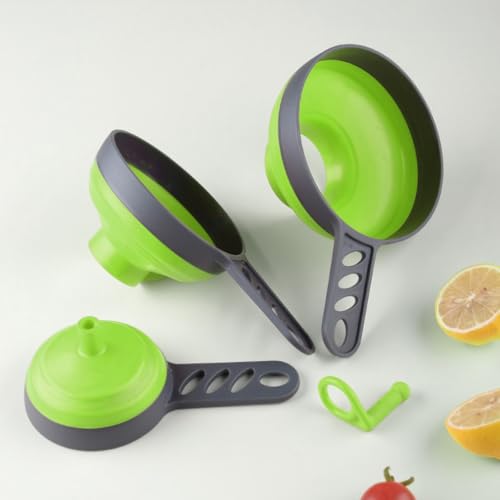 Upgrade Kitchen Funnel Set 3 Pack, Small and Large, Kitchen Gadgets Accessories Silicone Funnels for Filling Water Bottle Liquid Transfer Food Grade (B) - color: B