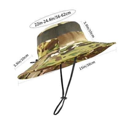 Sun Hats for Men Women Fishing Hat UPF 50+ Breathable Wide Brim Summer UV Protection Hat - color: Camo Green