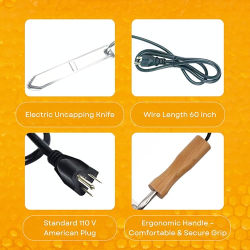 SunVara Beekeeping Stainless-Steel Electric uncapping Knife for Beekeeper bee Keeper Honey Wax Scraper Honey uncapping Cutter Tool - Apicultura Equipment & Bee Hive Tools Honey bee Keeping Equipment