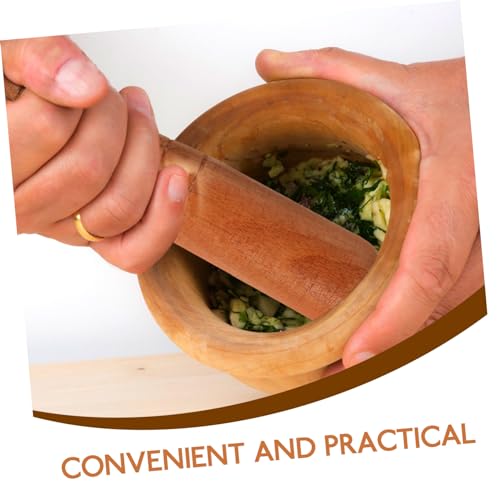 Zerodeko Ergonomic Wooden Garlic Grinding Rod for Mason Jars Sauerkraut Pounder Lightweight Pestle for Manual Spice Crushing and Food Grinding Random Color