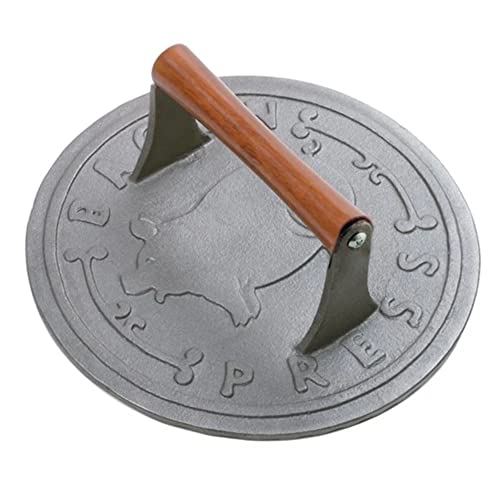 Norpro 8.75-Inch Cast Iron Bacon Press with Wood Handle, Round