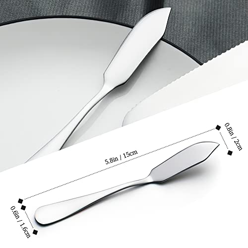 AOOSY Butter Knife, Cheese Knife, Dover Sole Breakfast Kippers, Cute Mini 5.91 inches Stainless Steel Kitchen Knives for Butter Sandwiches Cheese Breakfast,Packs Of 6 - size: 6PC