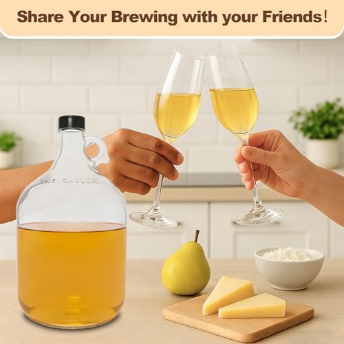 Mead Making Kit for Beginners,1 Gallon Glass Carboy Fermentation Set | Includes Airlock, Hydrometer, Auto Siphon & 4 Bottles, Easy Home Brewing Starter Kit for Mead, Wine & Fruit Wine