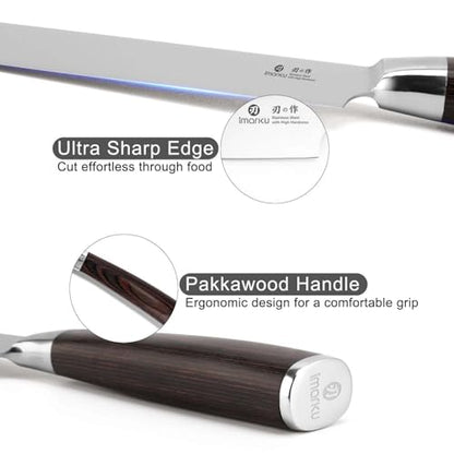 imarku Japanese Chef Knife - Sharp Kitchen Knife 8 Inch Chef's Knives HC Steel Paring Knife, Unique Gifts for Men and Women, Gifts for Mom or Dad, Kitchen Gadgets with Gift Box, Gyutou Knives - color: brown and silver