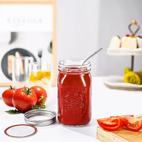 Miuyhji Wide Mouth Mason Jars 32 oz with Lids [4 Pack], Canning Jars with Metal Airtight Lids and Bands, 32 oz Glass Jars for Fermenting, Pickling, Freezing, Preserving, Meal Prep, Jar Décor - size: 32 oz-4Pcs