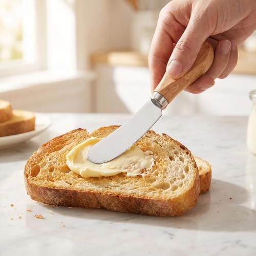 Siutaga 4 Pcs Cheese Spreader Knives Butter Knife with Wooden Handle Stainless Steel Cheese Butter Knife for Cheese Cold Butter Jam Pastry and Other Kitchen Accessories 4.84 Inch