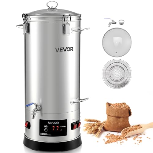 VEVOR Beer Brewing Equipment, 8 Gal/30L 304 Stainless Steel Home Beer Brewer,1500W All-in-One Home Brewing Kit with Tall strainer, Integrated Inner Barrel & Reinforced Handle - size: 8 Gal