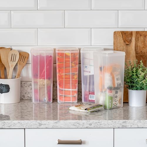 IRIS USA Vertical Storage Bins with Lids |Made in USA| Flip Top Containers for Organizing Pantry, Office, Craft, and Study Supplies - Large (4-Pack) - size: Large - 4 Pack