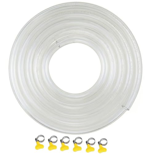 15ft Clear PVC Beer Line Tubing, 3/16" ID x 7/16" OD, Food Grade Kegerator Hose with 6 Hose Clamps, Flexible Draft Beer Line for Homebrew, Bar, Kegerator, Beverage Dispensing Systems (Clear, 15 Foot) - color: Clear, size: 15 Foot