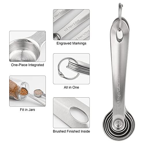 Measuring Cups and Spoons Set, 18/8 Stainless Steel Measuring Cups and Spoons, Metric & US Metal 7 Kitchen Measure Cups & 6 Measuring Spoons, Baking Measuring Tools Set 13