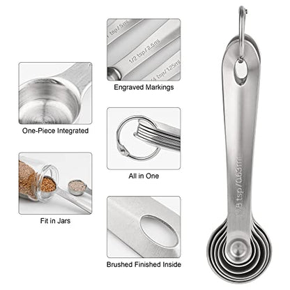 Measuring Cups and Spoons Set, 18/8 Stainless Steel Measuring Cups and Spoons, Metric & US Metal 7 Kitchen Measure Cups & 6 Measuring Spoons, Baking Measuring Tools Set 13