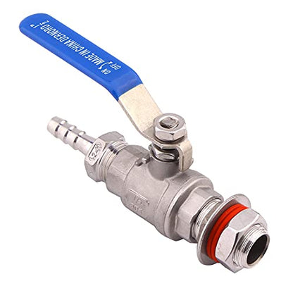 DERNORD 1/2 Inch Weldless Ball Valve Stainless Steel 304 Bulkhead For Home Brew Kettle (1/2 NPT to 3/8 Barb Hose) - size: 1/2" NPT to 3/8" Barb Hose, style: Pack of 1