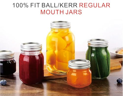 100Pcs Canning Lids Regular Mouth, Premium Mason Jar Lids for Ball, Kerr Jars - Food Grade Material, 100% Fit & Airtight for Regular Mouth Mason Jars (2.76inch/70mm) - size: 2.76inch/70mm