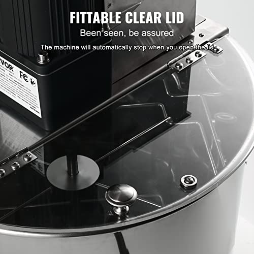 VEVOR Electric Honey Extractor, 2/4 Frame Stainless Steel Beekeeping Extraction, Honeycomb Drum Spinner with Transparent Lid, Apiary Centrifuge Equipment with Height Adjustable Stand - style: 4 Frame Rack(2 Deep Frames)