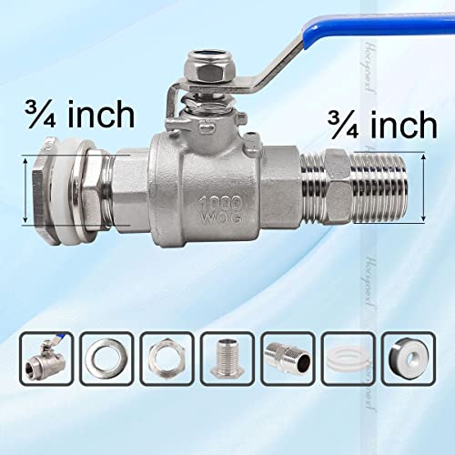3/4" O.D. thread stainless steel home brewing bulkhead ball valve fitting kit 2nd generation - size: 3/4" O.D. thread