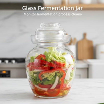 Fermentation Jar, 2.5 Liter Pickle Kimchi Jar with Water Seal Lid | Food Grade, Clear Glass, Wide Mouth, for Making Pickles Kimchi Sauerkraut and Fermenting Vegetables Fruits, Wine Brewing - size: 0.66 Gallon