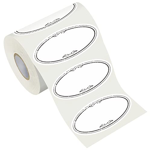 500 Removable Freezer Pantry Oval Canning Labels, Black Polka Borders, Water Oil Resistant with Perforation Line for Food Containers Jars Kitchen Restaurant Storage Organization - style: Style 2
