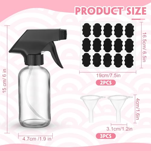 Fumete 20 Pcs 4 oz Glass Spray Bottles Empty Refillable Sprayer Containers with Funnels Labels Black Trigger Sprayers Spray Bottles for Essential Oil DIY Kitchen Hair Plants(Clear) - color: Clear