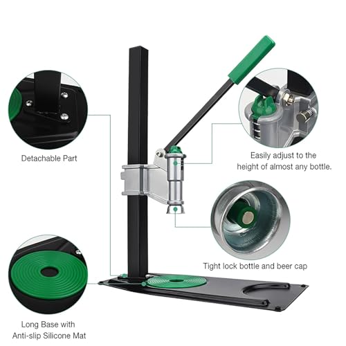 Manual Bottle Capper Tool for Home Brewing,Bench Bottle Capper, Adjustable Height Beer Bottle Capping Machine,Heavy Duty Strong Metal Easy Action Bench Bottle Capper