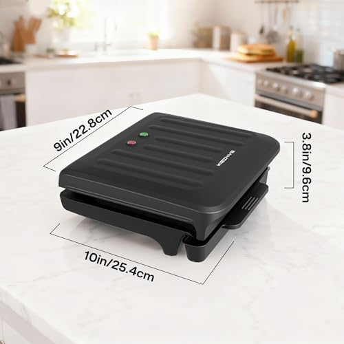 KEINVE 2-Serving Electric Grill and Panini Press, Tilted Grilling Surface for Rapid Oil Drainage, Non-Stick Coating Easy to Clean - size: 2-Serving Grill