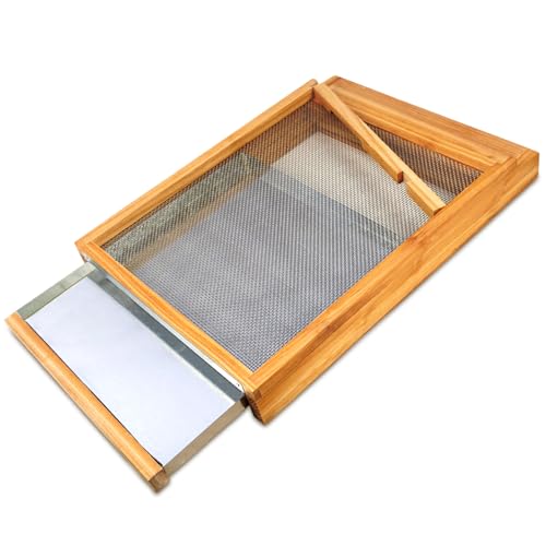 Bee Hive Metal Screened Bottom Board 10 Frame Screen Bottom Board Dipped in 100% Beeswax with Entrance Reducer Beehive Metal Screened Bottom Board for 10 Frame Langstroth Beehive Beekeeping Supplies - size: 1 Pack