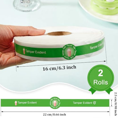 Zonon 600 Pcs Safe Secure Tamper Evident Seals for Drink Lids, Food Delivery Stickers Sealed for Freshness Labels Drink Food Coffee Milk Tea Ice Cream Seal Stickers 600 Pieces Per Roll (Green) - color: Green