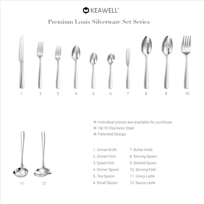 KEAWELL Premium 9.5" Louis Dinner Knives, Set of 4, Stainless Steel Dishwasher Safe, Serrated Knives (Plain) - style: Plain