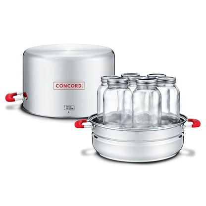 Concord Stainless Steel Turbo Steam Canner Canning Steamer Pot Set. Includes Canning Rack and Mason Jars (Induction Compatible).