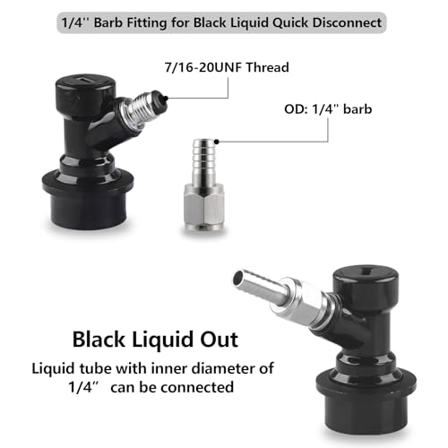 5 pair Ball Lock Disconnect Set LUCKEG Brand Corny Keg Fittings Keg Parts MFL Thread Swivel Nuts with Stainless Steel 5/16'' Gas and 1/4'' Liquid Barbs for Keg Posts Coupler Homebrew with Worm Clamps