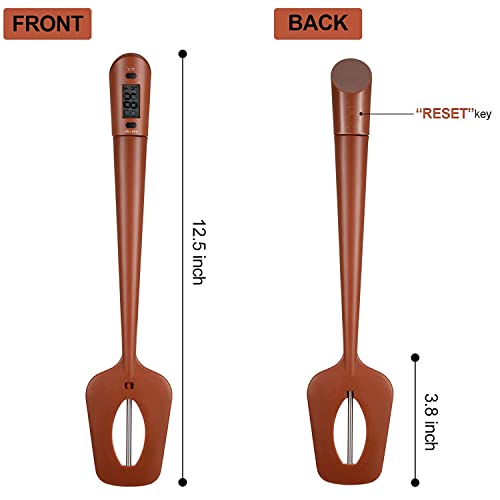 HUOZHI Digital LCD Candy Spatula Thermometer, Instant Read Meat & Candy Thermometer Temperature Reader & Stirrer in One BPA Free Food Grade Silicone - color: Brown