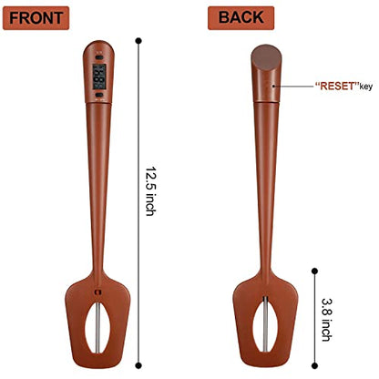 HUOZHI Digital LCD Candy Spatula Thermometer, Instant Read Meat & Candy Thermometer Temperature Reader & Stirrer in One BPA Free Food Grade Silicone - color: Brown