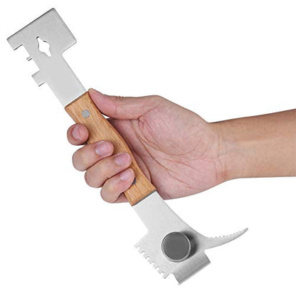 Professional Stainless Steel Beekeeping Hive Tool Multifunctional Scraper Pry Bar with Wood Handle for Honeycomb Frame Maintenance Wax Removal Beekeepers Essential 10.6 Inc