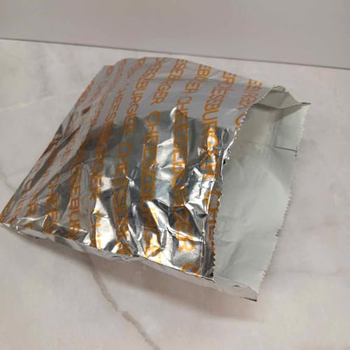 Large Foil Cheeseburger Sandwich Bags - Grease Resistant, Keeps them Hot - Words in Yellow say - "Cheeseburger", 25 Count - color: YELLOW - Cheeseburger