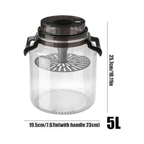 Pickle Jar, 5L Large Pickle Jar With Detachable Press And Handle, Chinese Japanese Korean Pickled Vegetables Container