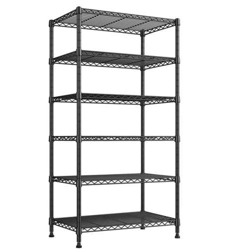 REIBII 6 Tier Shelf Metal Shelving 70"H Storage Shelves Sturdy Wire Rack Shelf Units Adjustable Detachable Storage Shelving Unit for Kitchen Laundry Pantry Garage Commercial 71"H x 21.65"W x 11.8"D - size: 【6 Tier】71"H x 21.65"W x 11.8"D