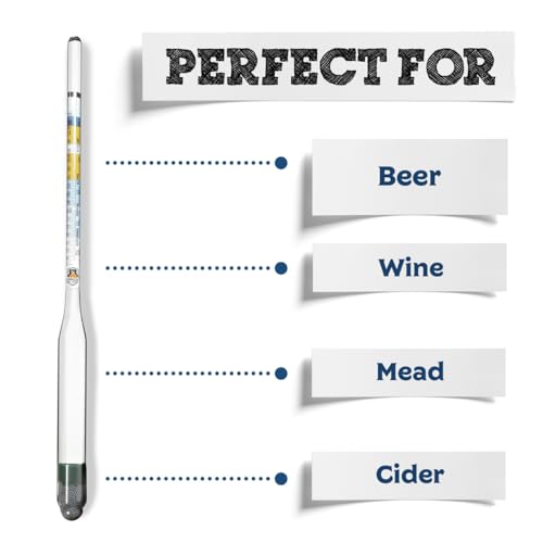 Fermentaholics Triple Scale Hydrometer – Measure and Monitor Specific Gravity, Brix, Potential Alcohol, and ABV in Wine, Beer, Mead, Cider, and Other Homebrewed Drinks