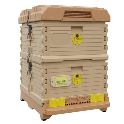 Apimaye Ergo Insulated Tan Double Brood Box Beehive Set (Tan Body Yellow Entrance)