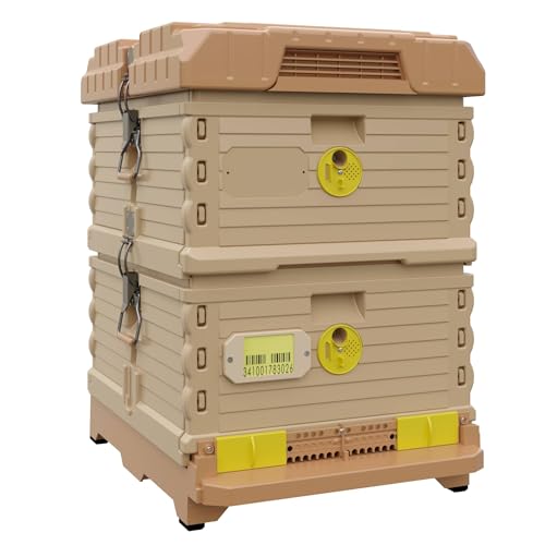 Apimaye Ergo Insulated Tan Double Brood Box Beehive Set (Tan Body Yellow Entrance)